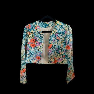 VINTAGE Cottagecore Floral Cropped Blazer